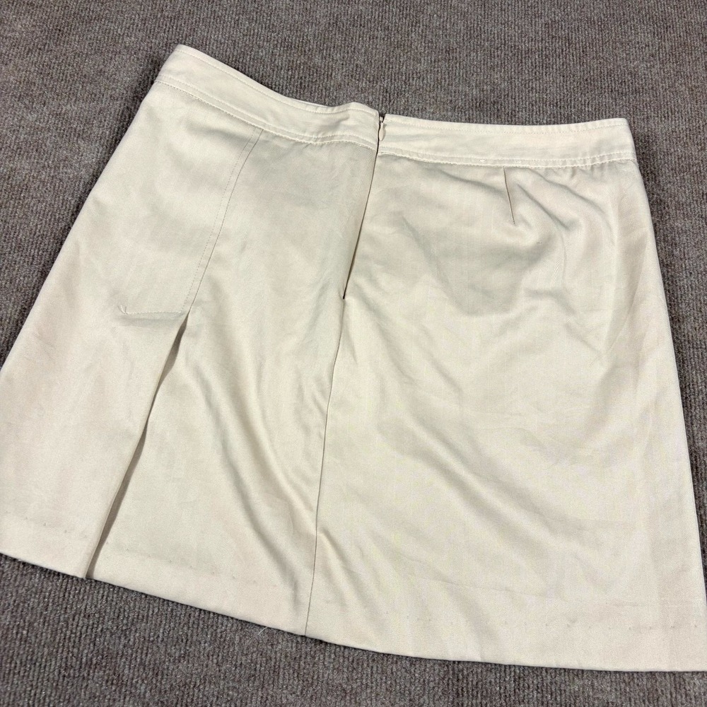 Izod Golf Skirt Women 10 Beige Front Zip Pockets Front Slit Athletic Performance
